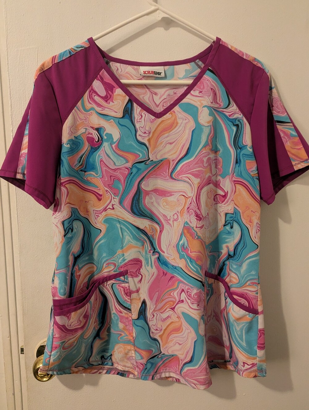 Pink Marble Scrub Top